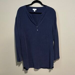 Pure Jill Chic Navy V-Neck Tunic Top Size Medium Petite